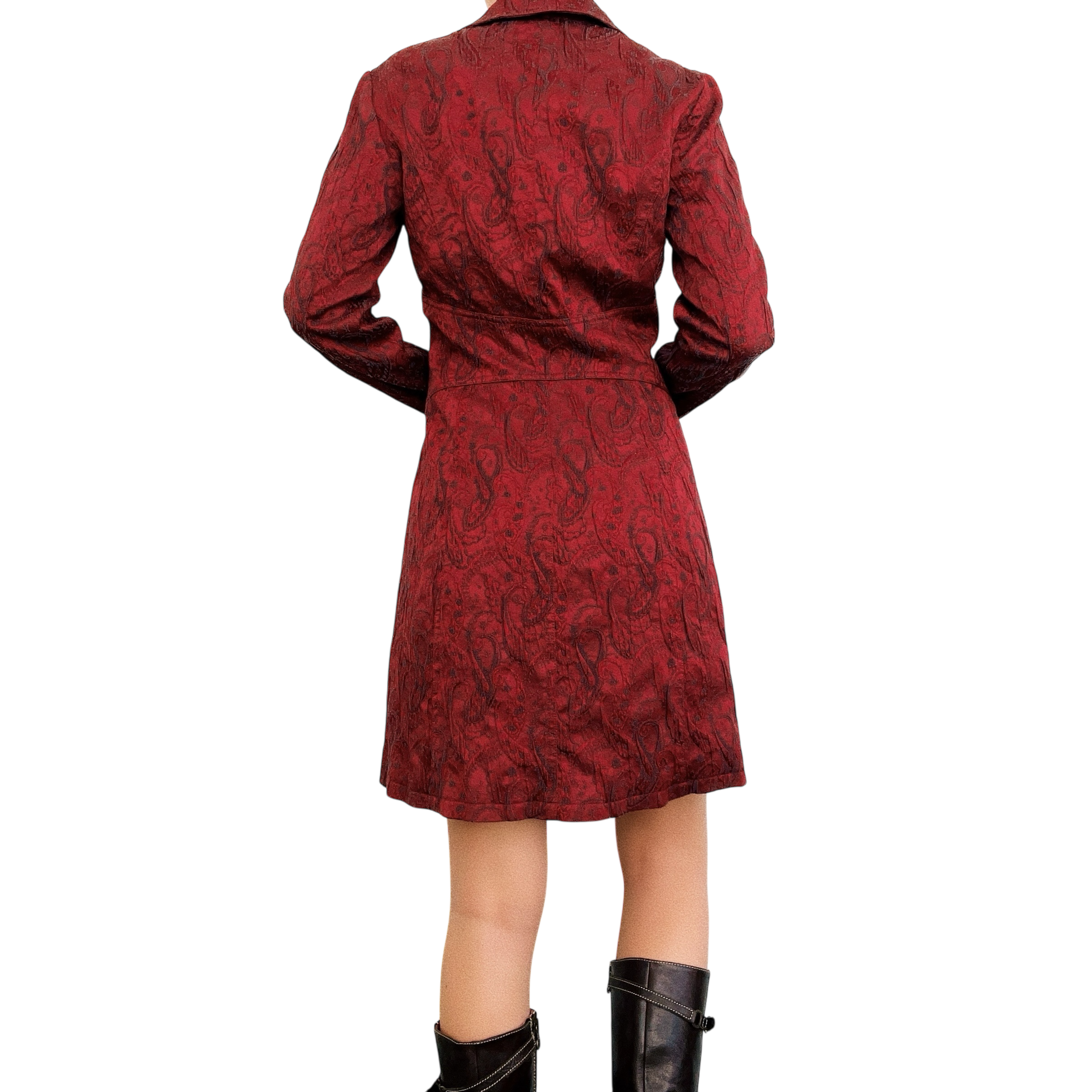 Long Burgundy Brocade Blazer (S)