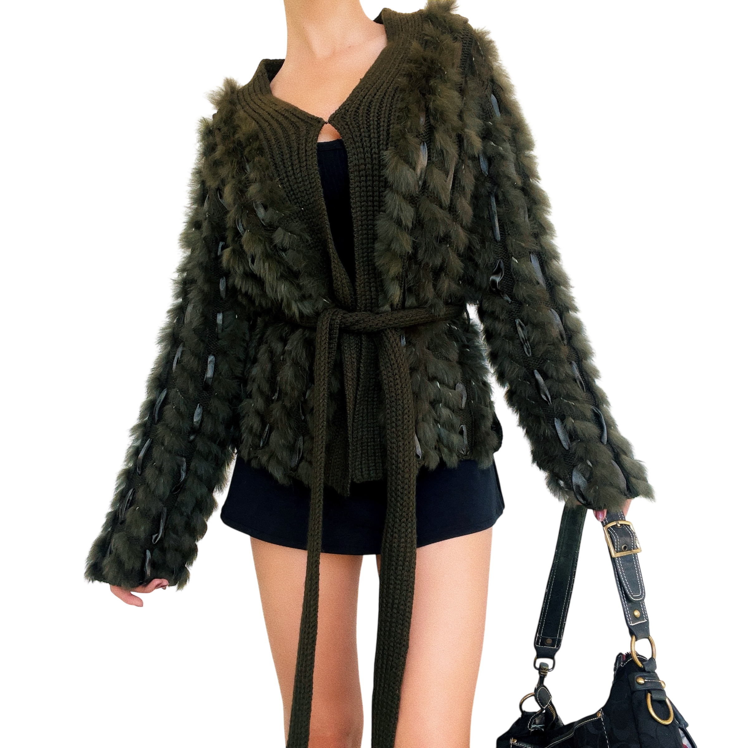 Furry Moss Green Knit Cardigan (S-L)