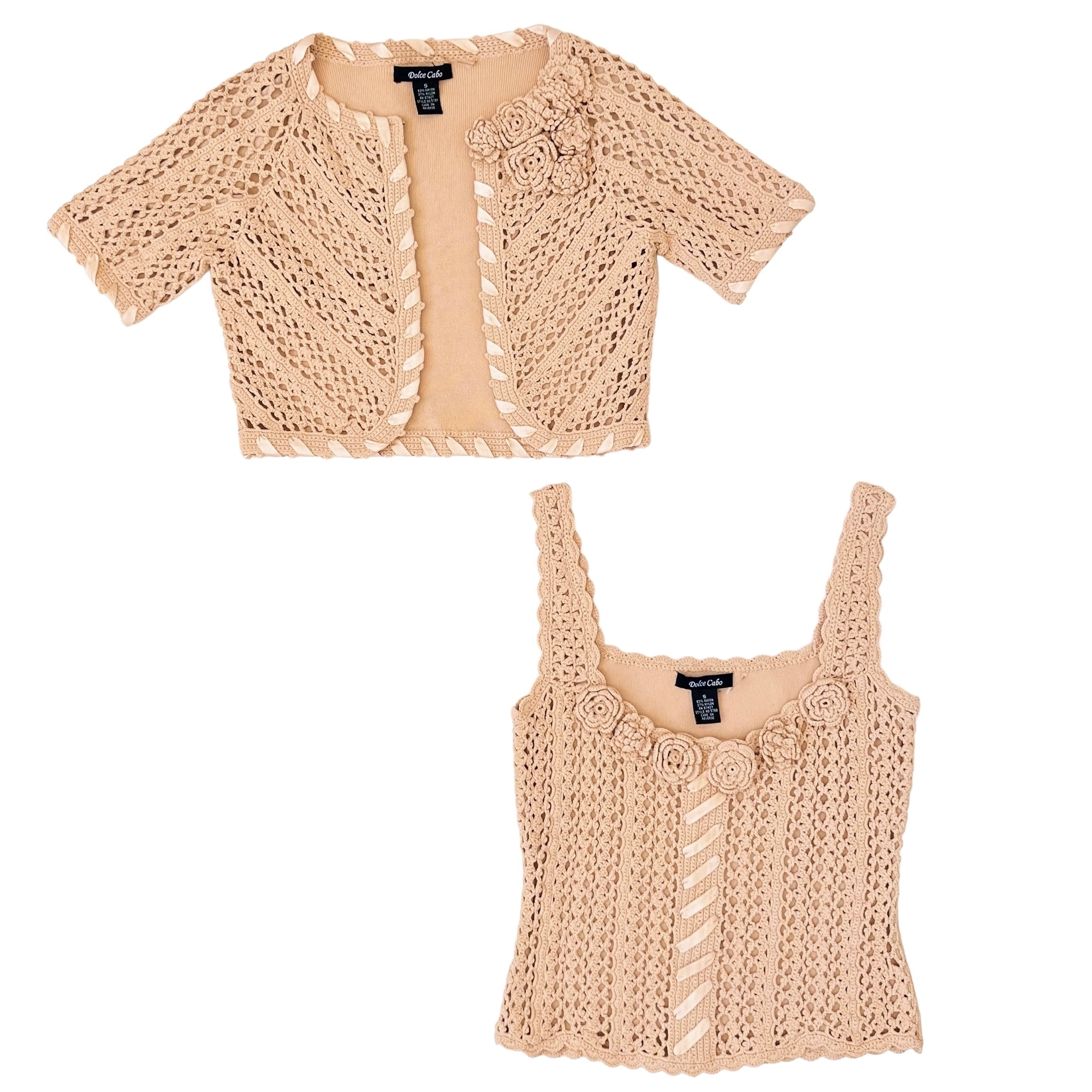 Crochet Cami & Cardi Set (S)