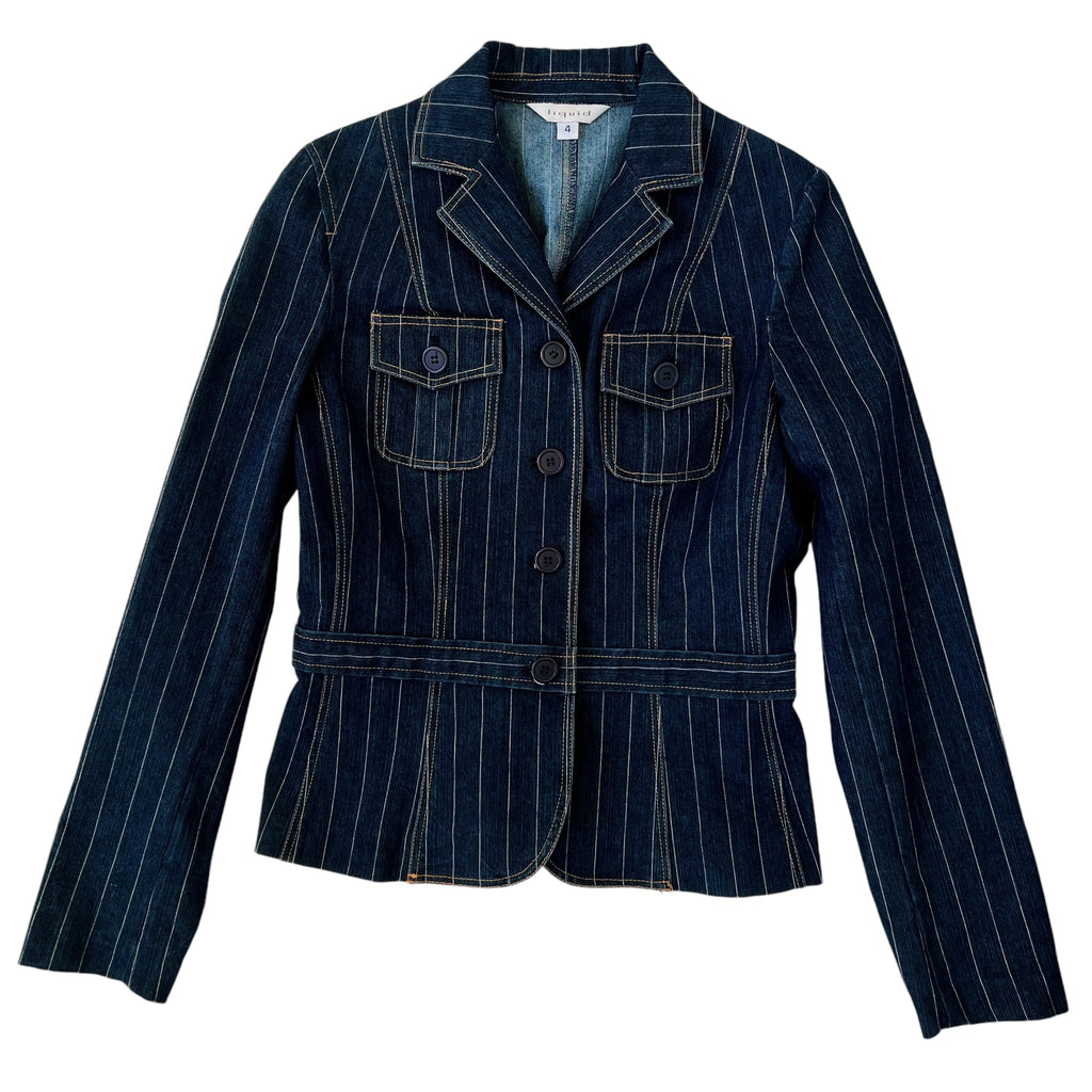 90s Denim Pinstriped Blazer (S)