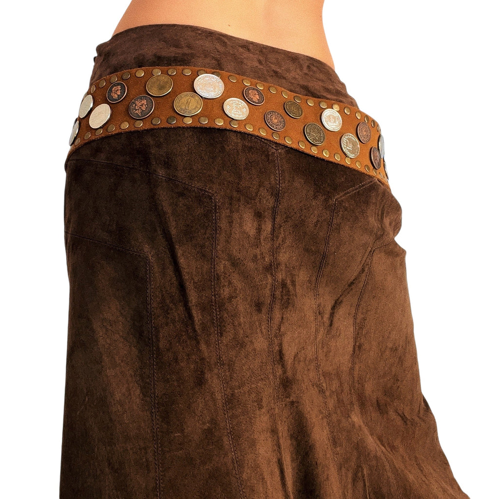 Genuine Suede Leather Coin Belt