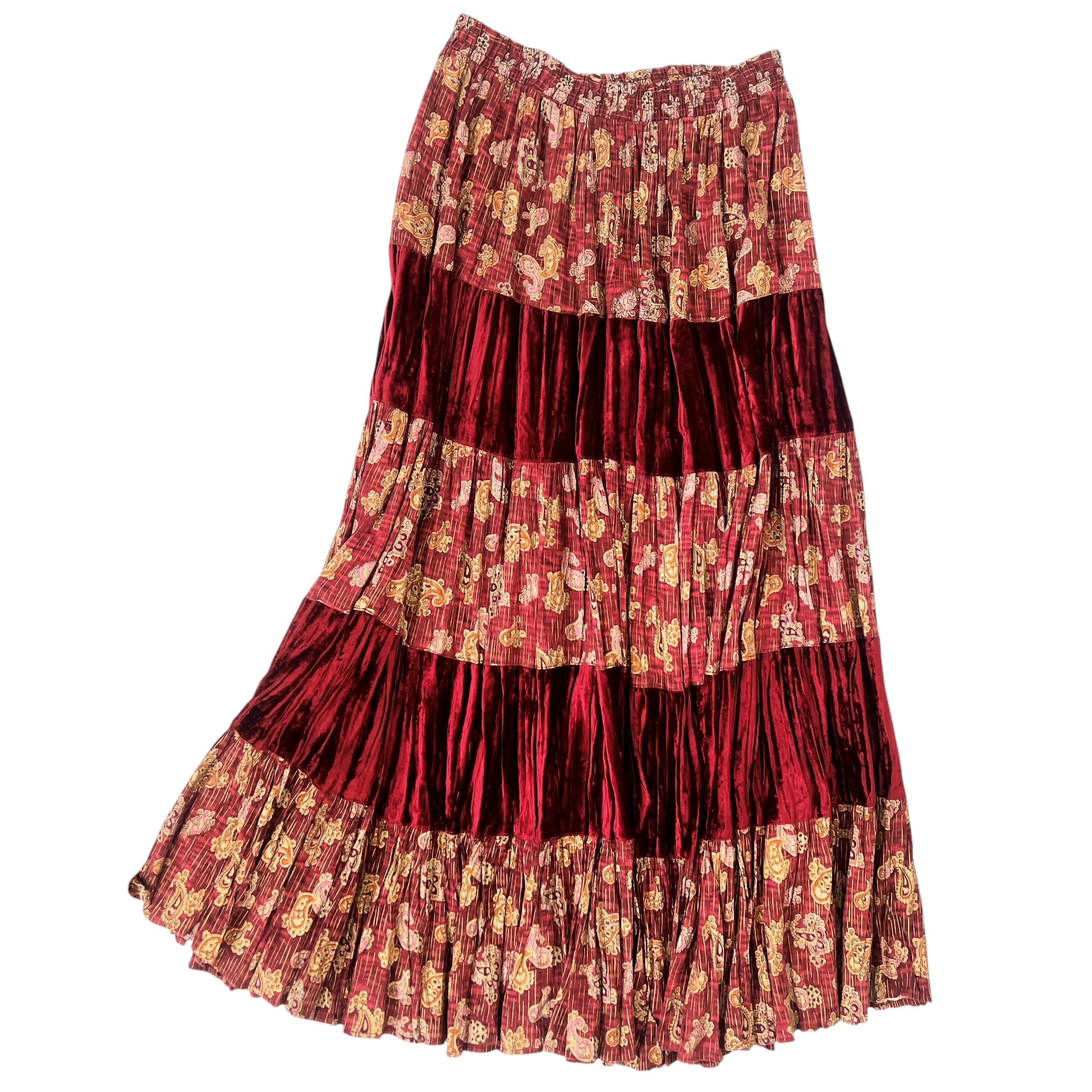 Vintage Velvety Tiered Maxi Skirt (M/L)