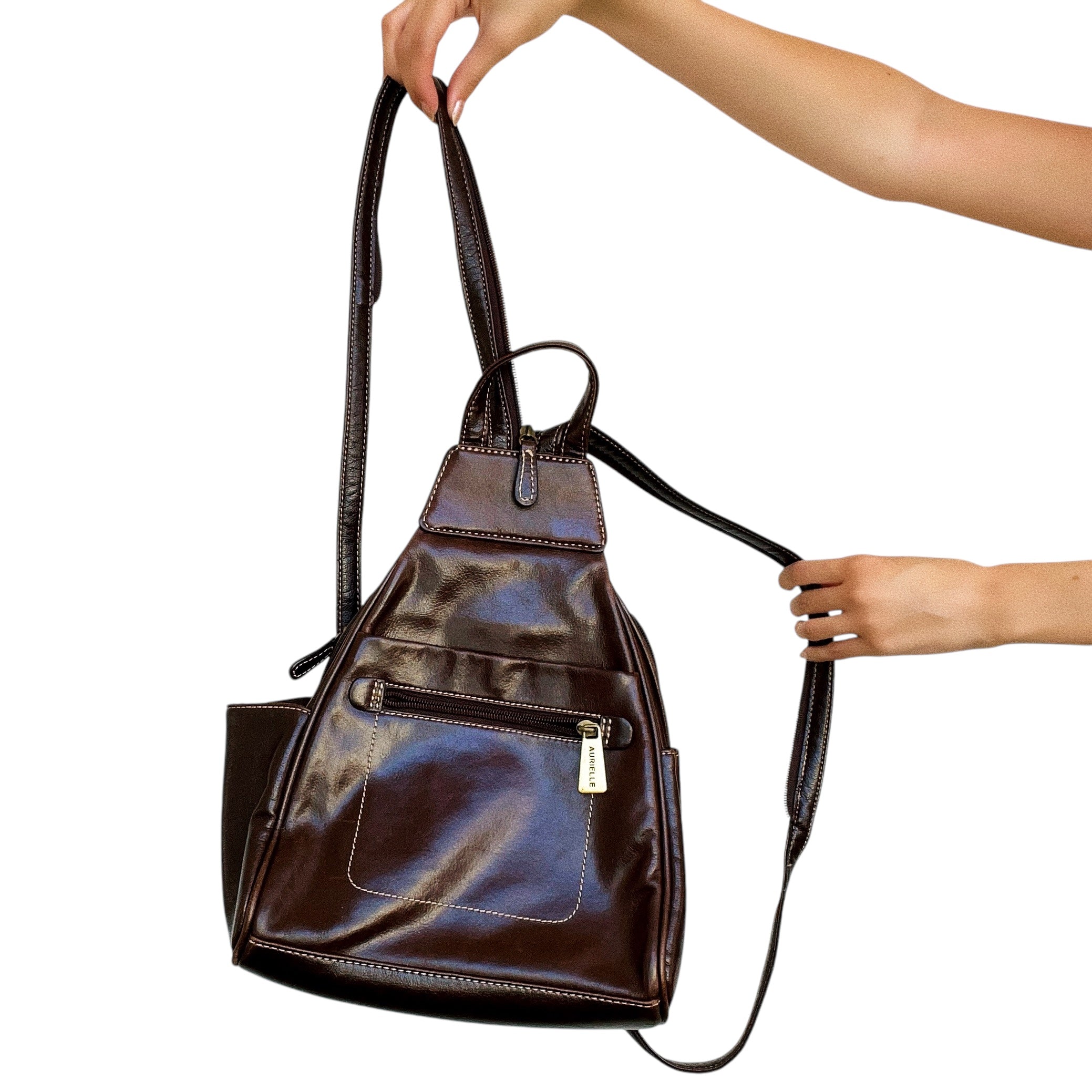 Brown Leather Mini Backpack