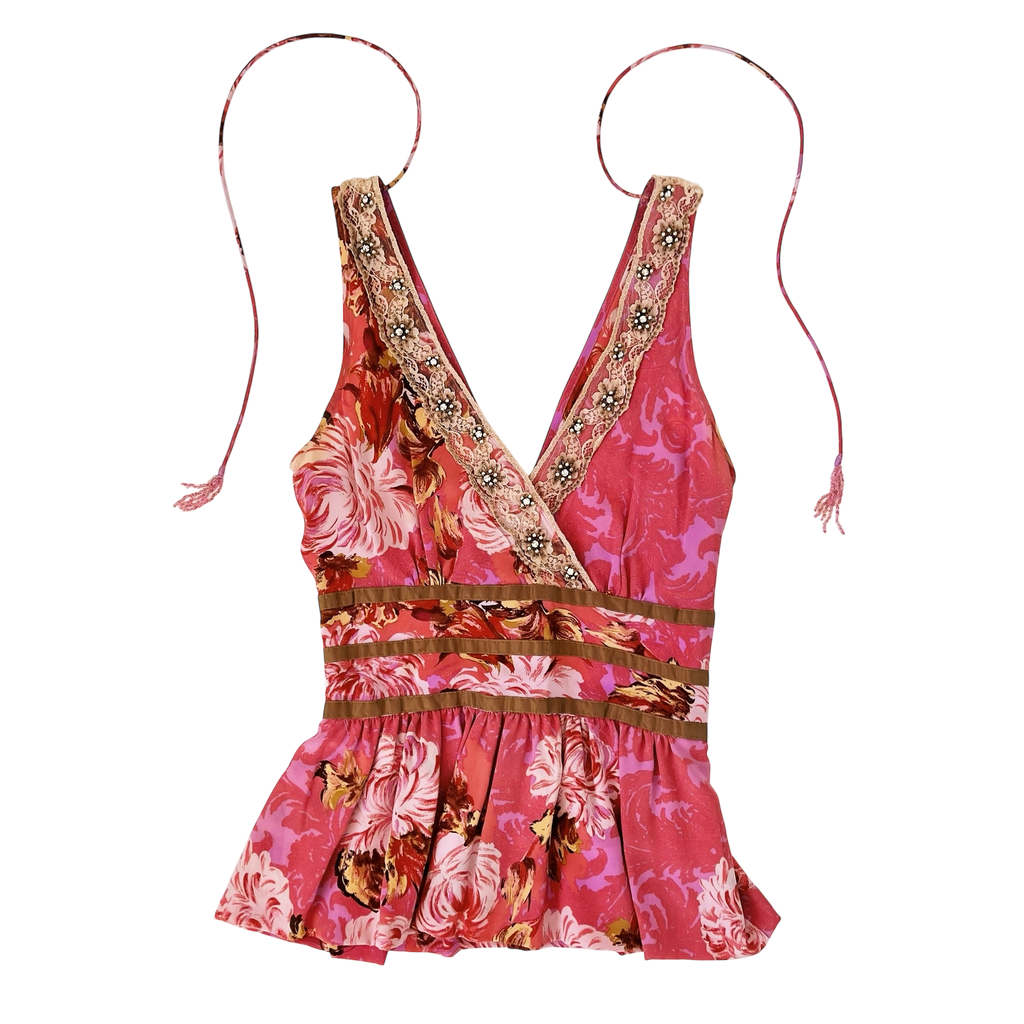 Pink Silk Embellished Top (M)