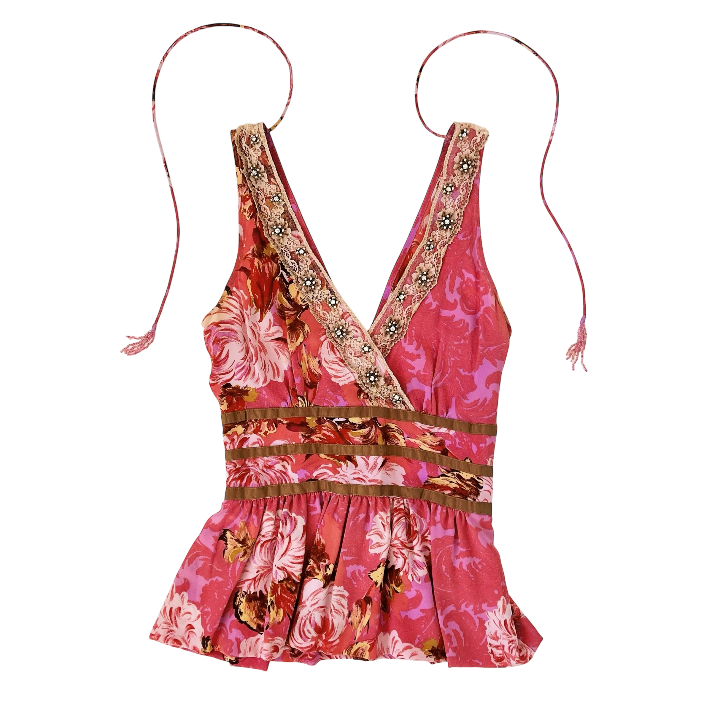 Pink Silk Embellished Top (M)