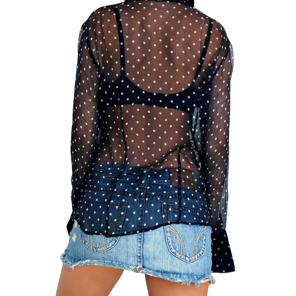 Sheer Silk Polkadot Blouse (S)