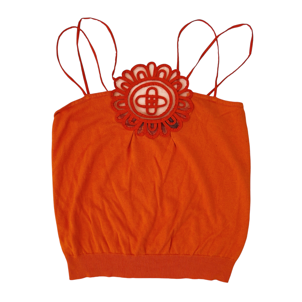 Tangerine Silk Knit Top (S)