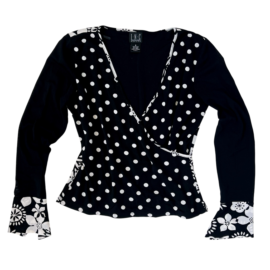 Black & White Mesh Polkadot Top (S/M)