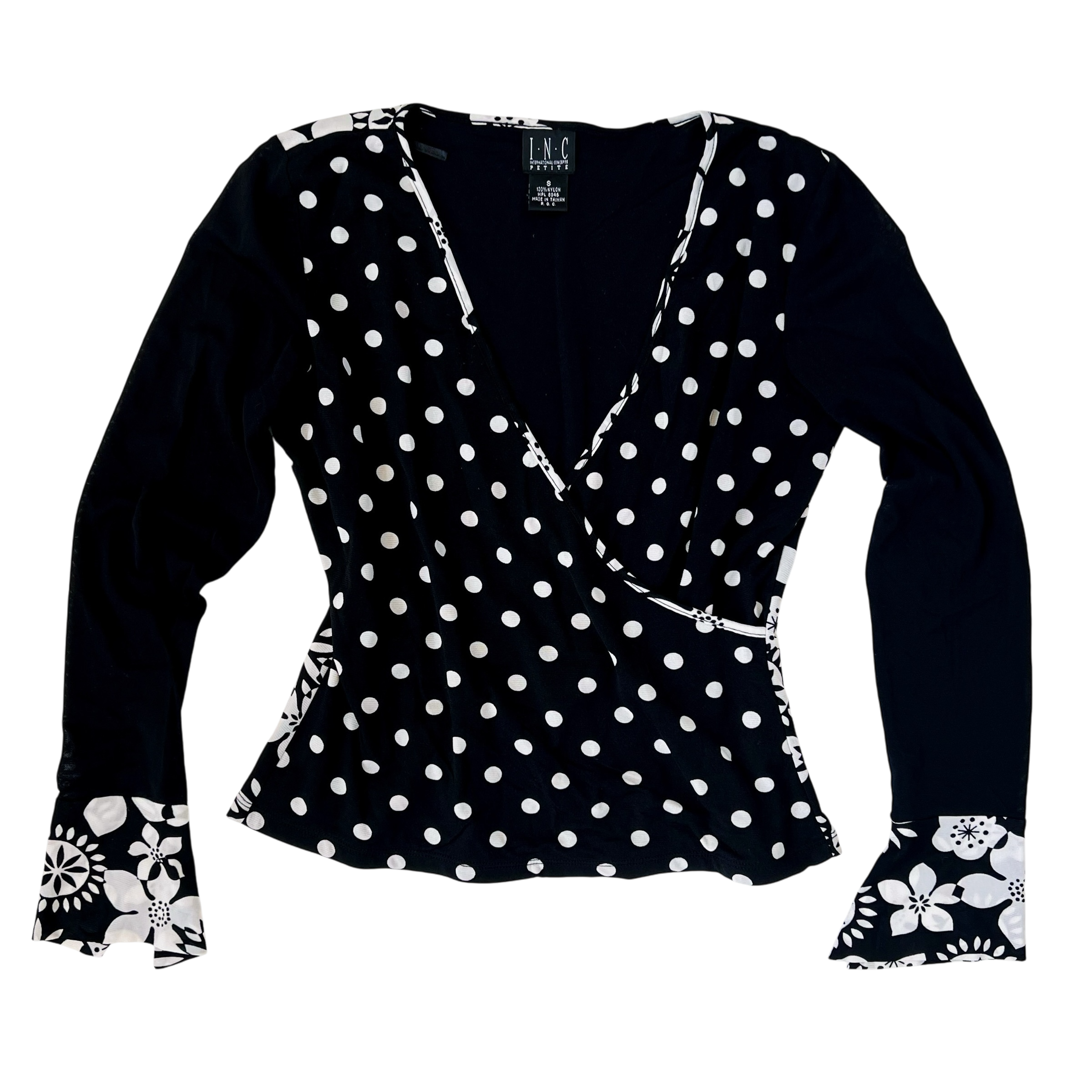 Black & White Mesh Polkadot Top (S/M)
