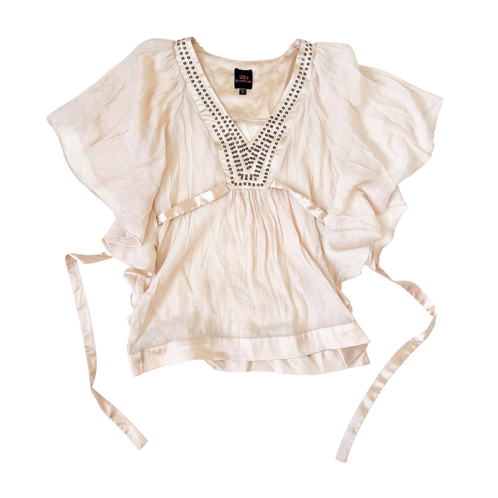 Bebe Alabaster Linen Top (M/L)
