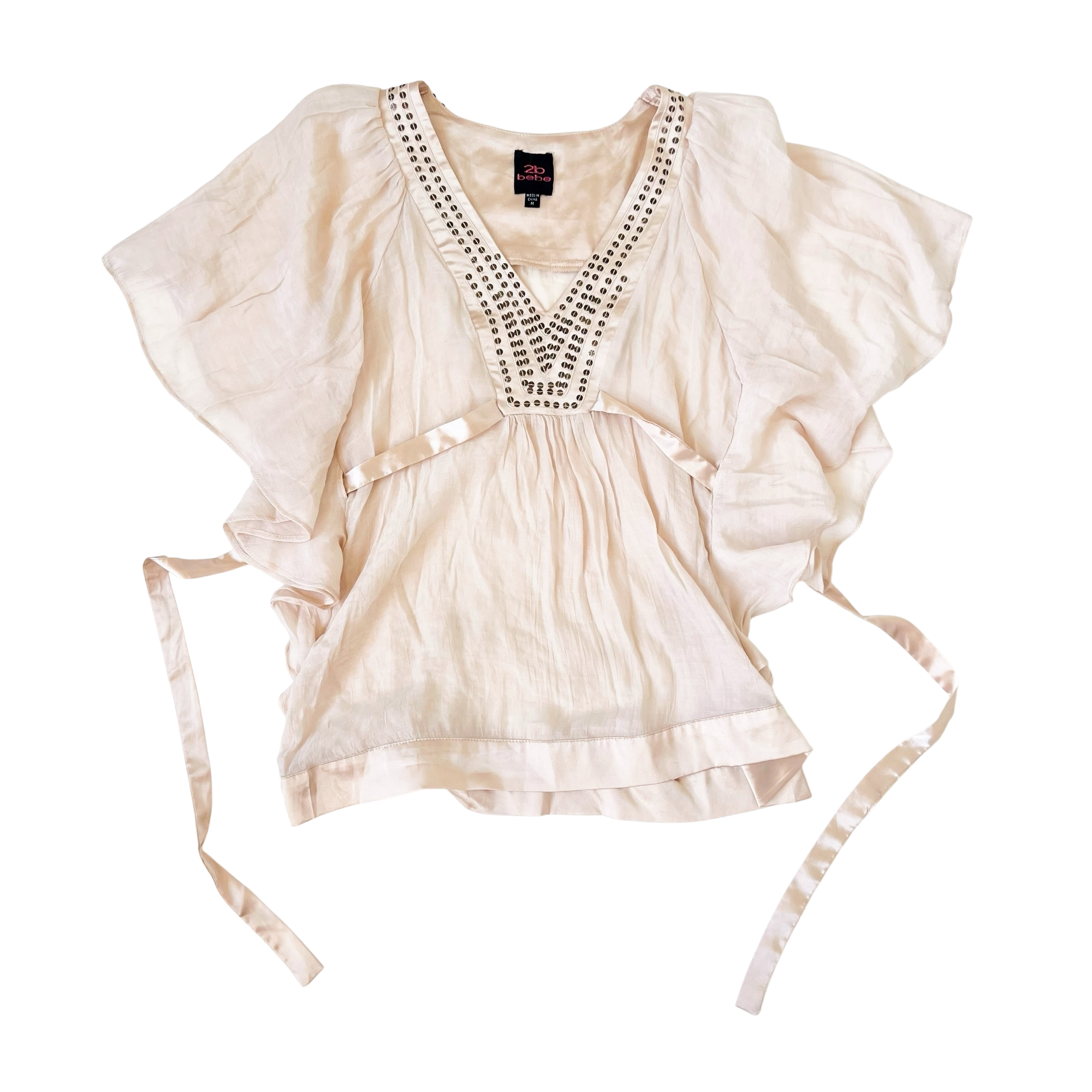 Bebe Alabaster Linen Top (M/L)