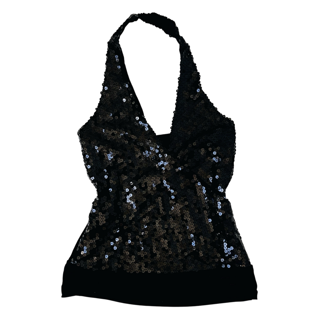 Black Sequin Halter Top (S/M)