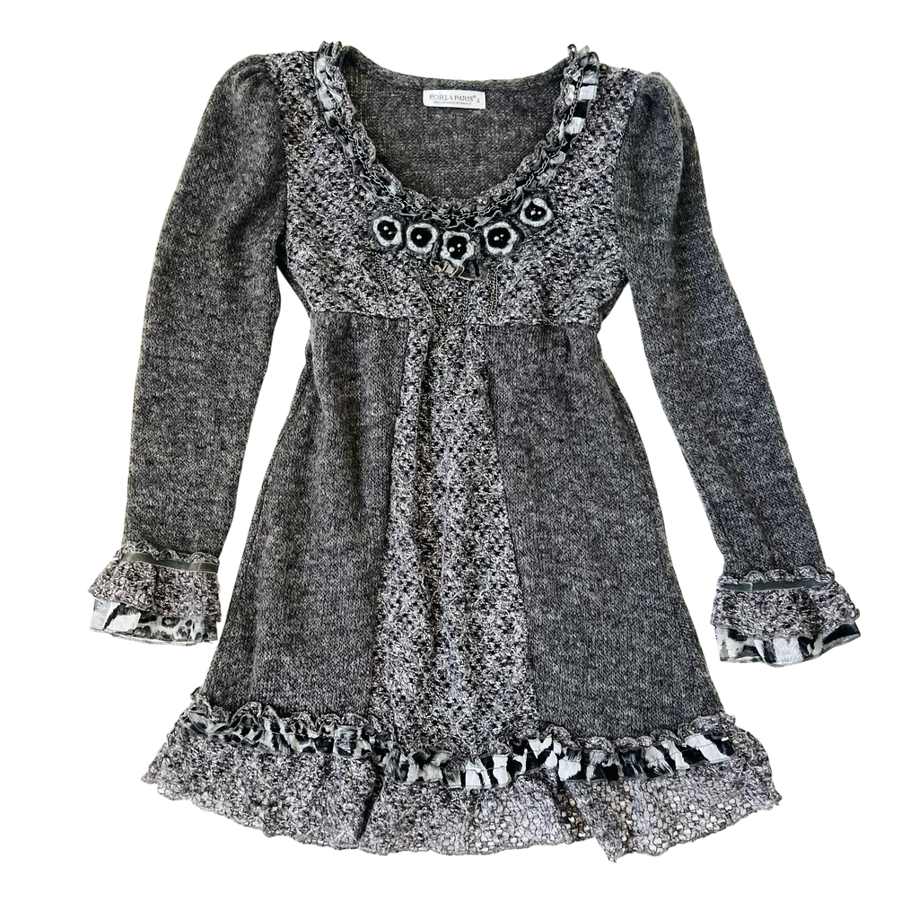 Gray Knit Babydoll Dress (S/M)
