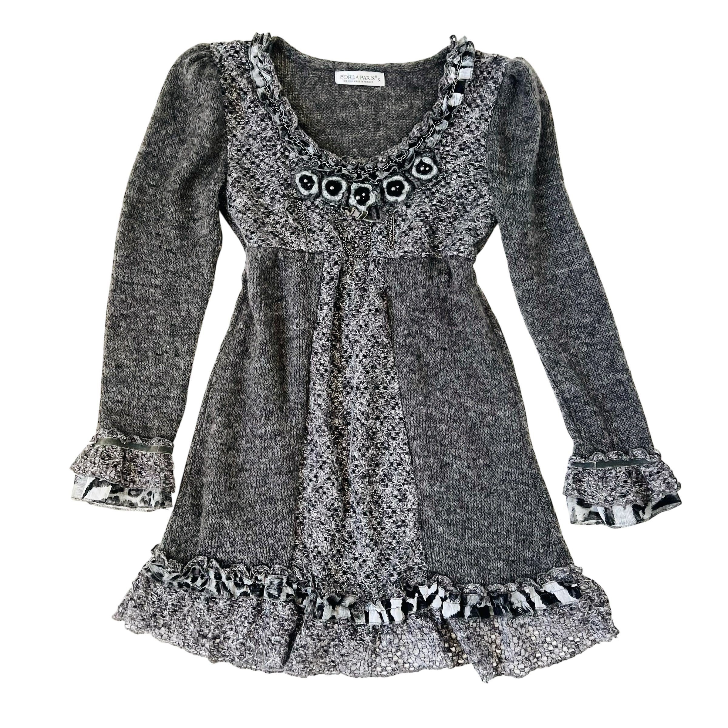 Gray Knit Babydoll Dress (S/M)