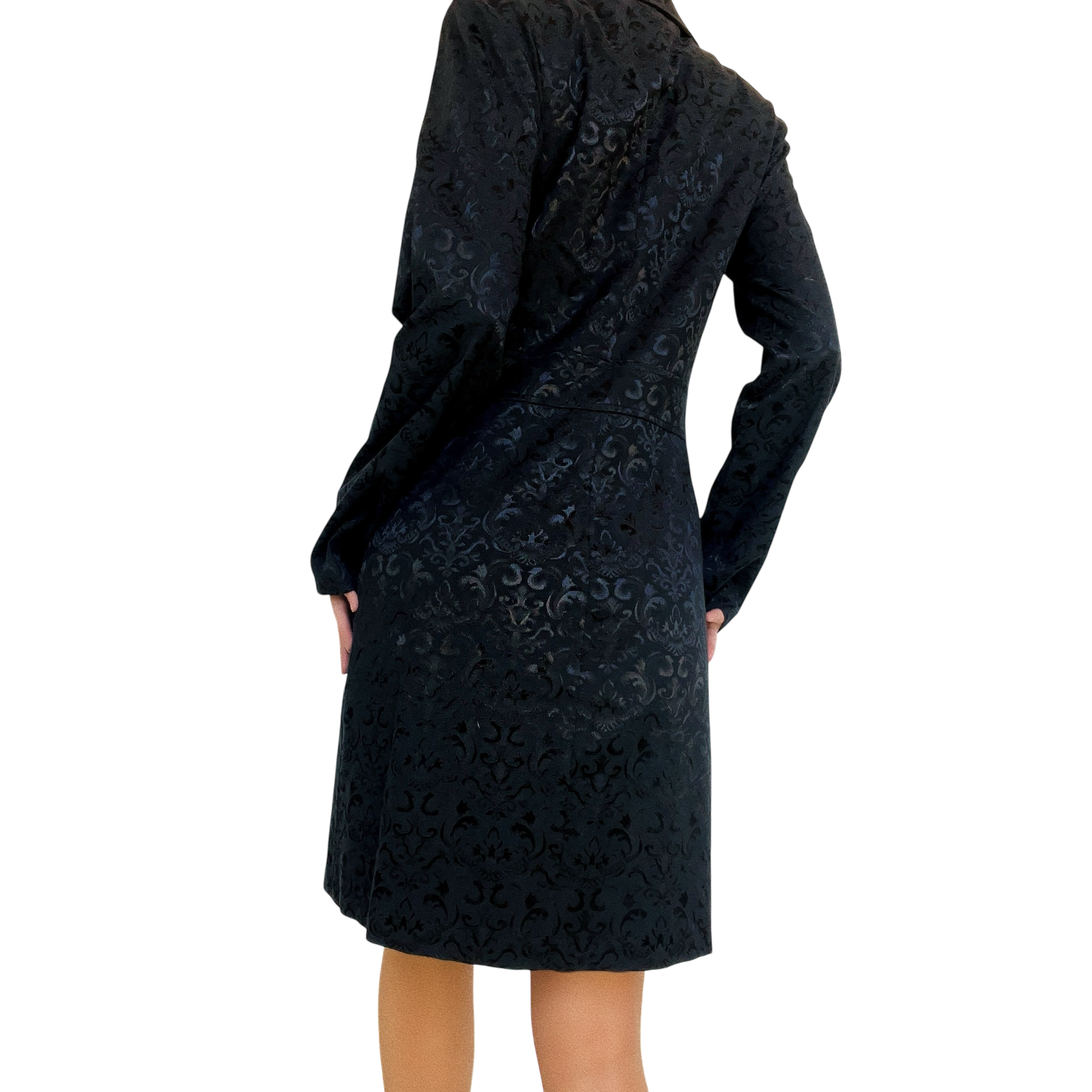 Long Black Brocade Blazer (S)