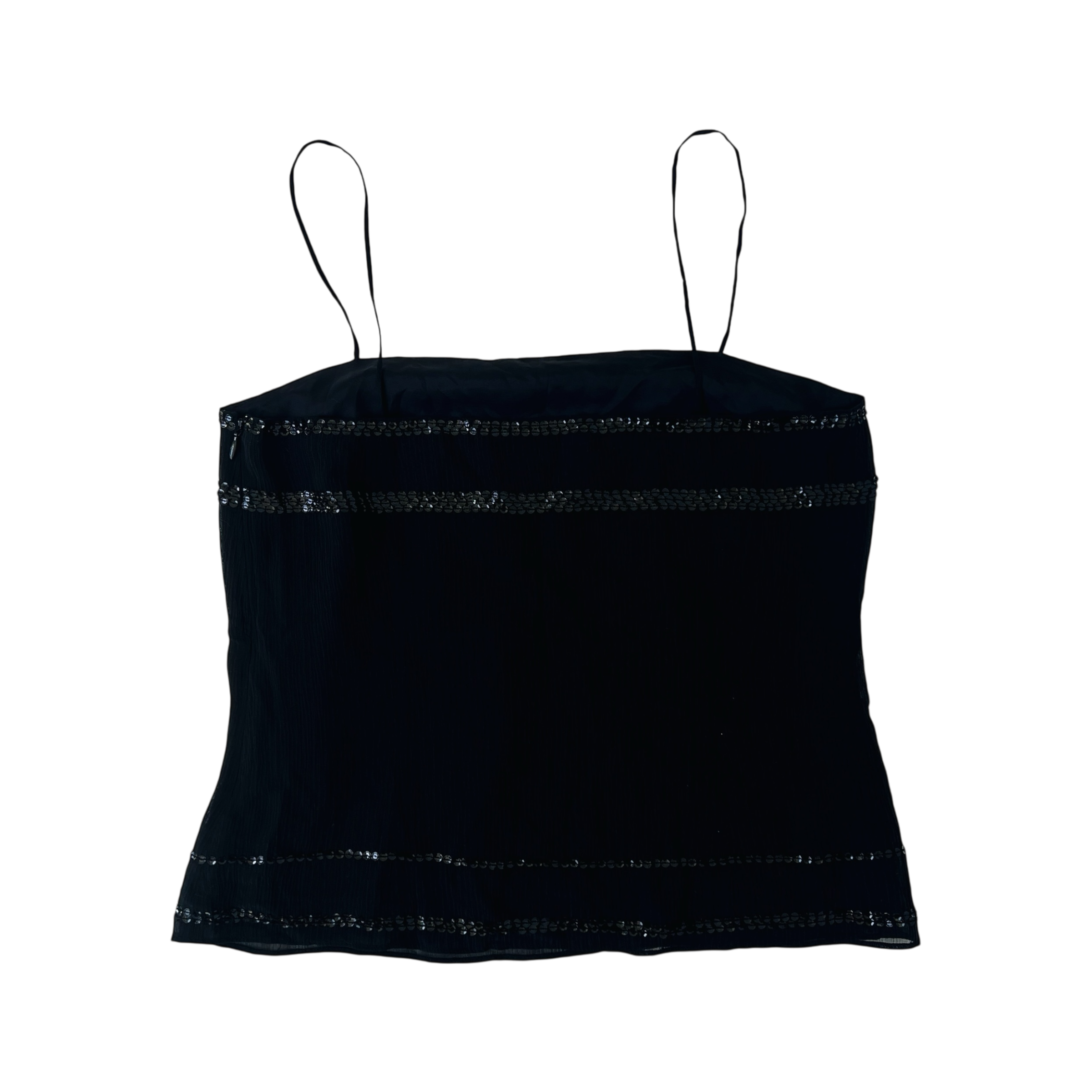 Sequin Embellished Silk Bow Top (S)