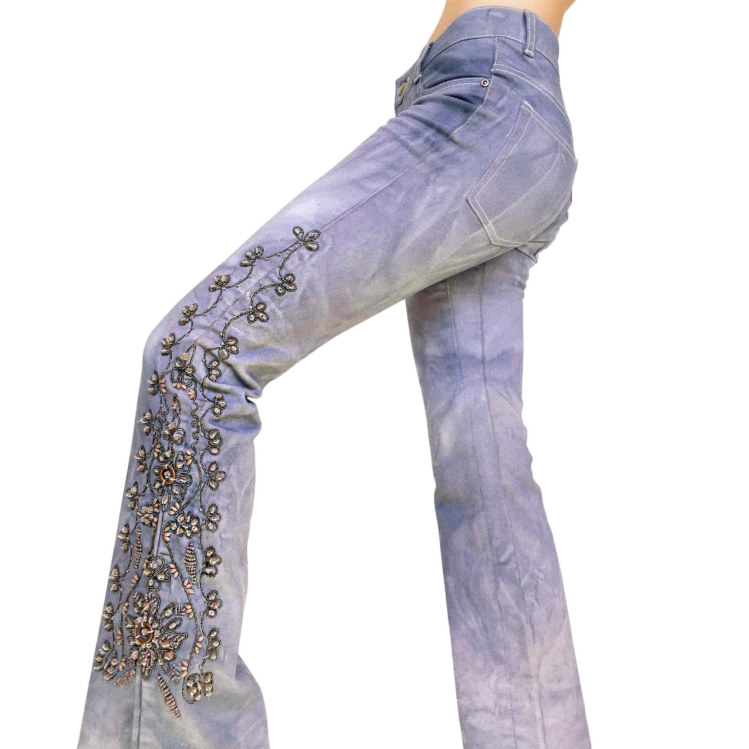 Caché Heavily Beaded Flare Jeans (S)