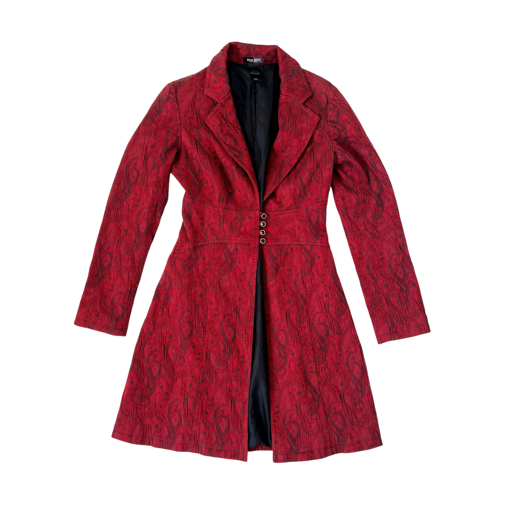 Long Burgundy Brocade Blazer (S)