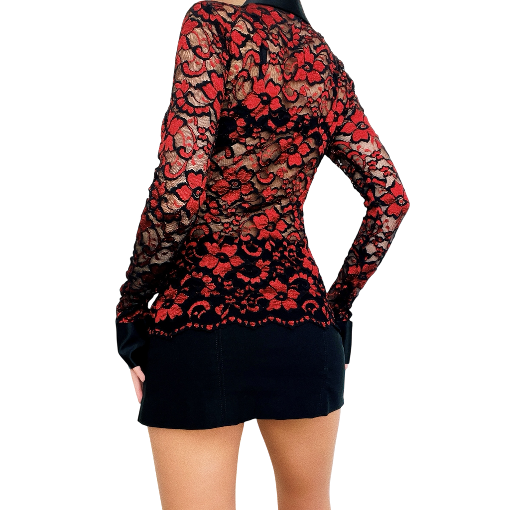 Caché Lacy Double Zip Blouse (S/M)