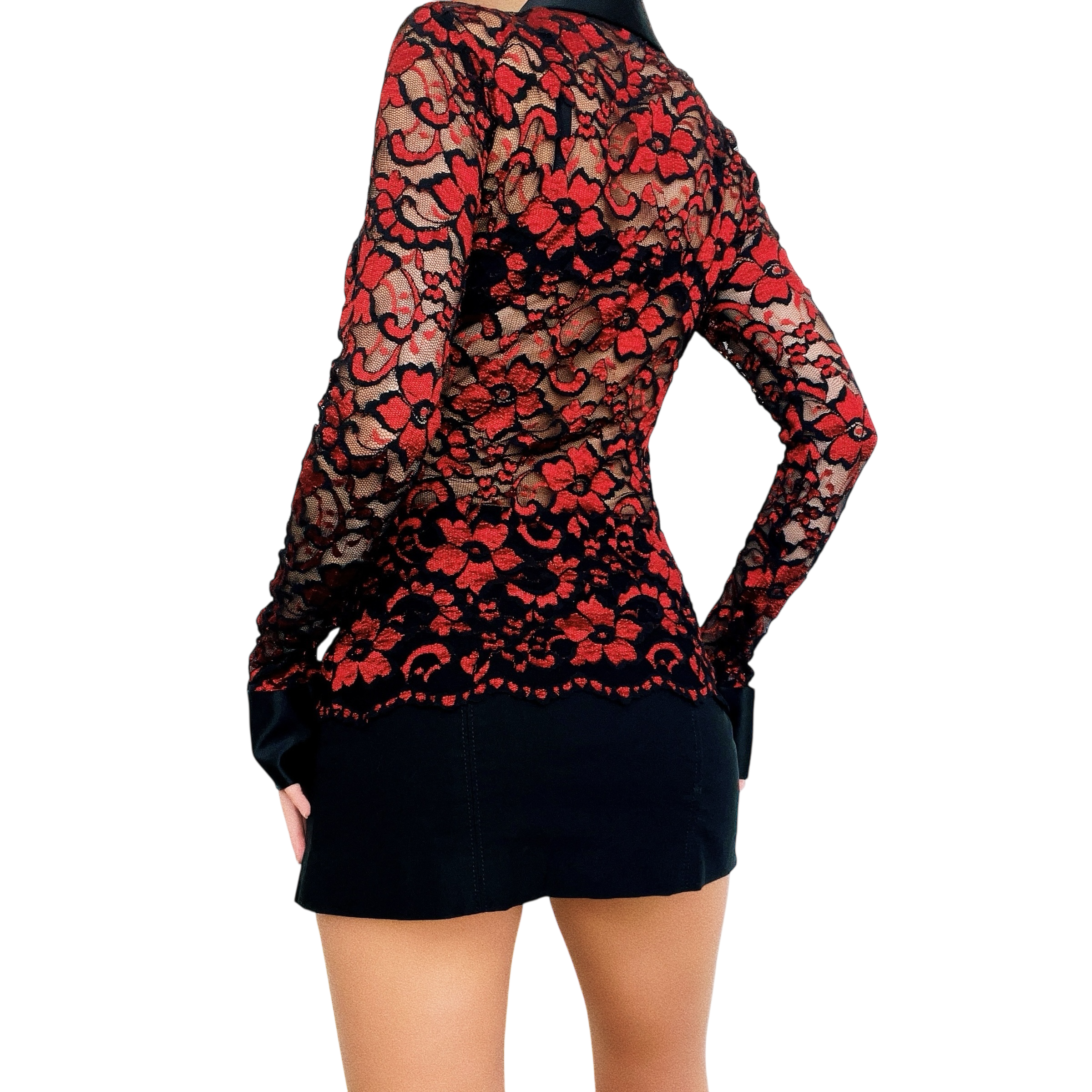 Caché Lacy Double Zip Blouse (S/M)