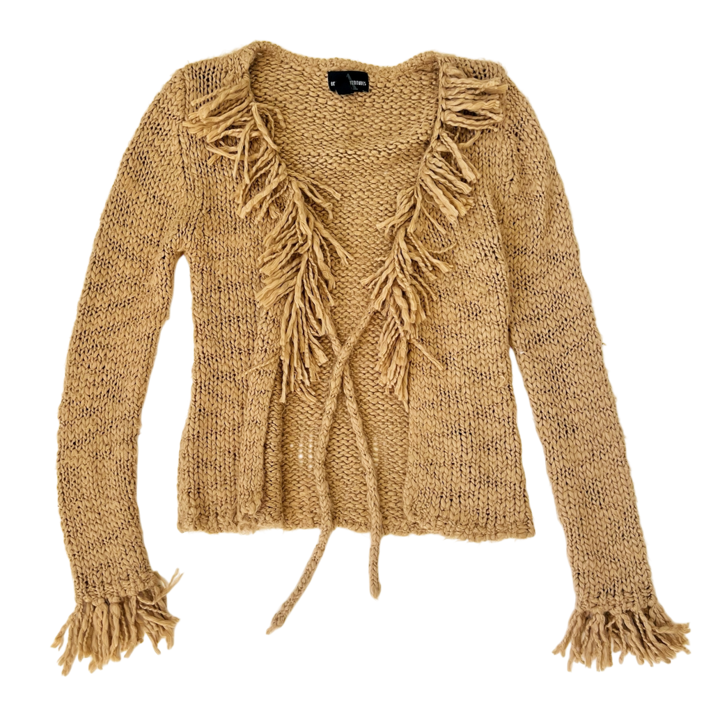 Vintage Fringy Tan Cardi (S)