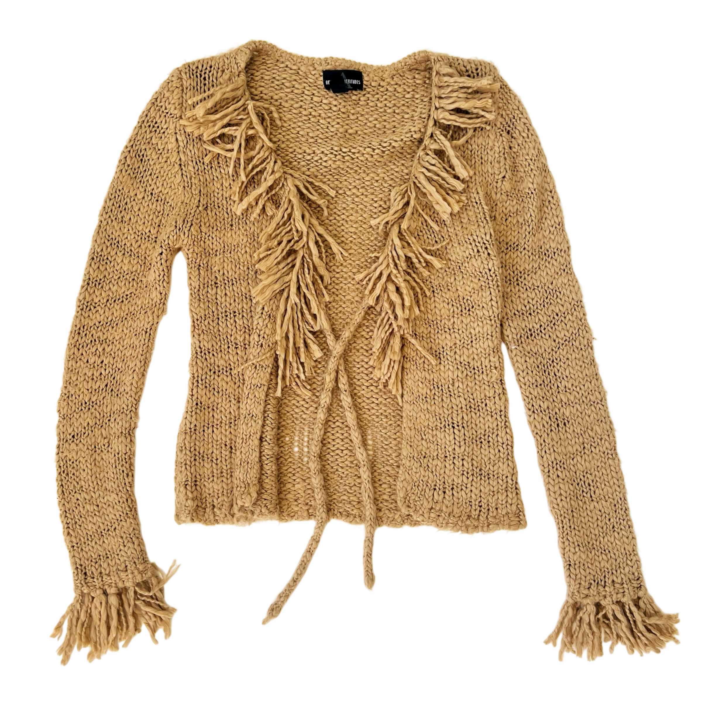 Vintage Fringy Tan Cardi (S)