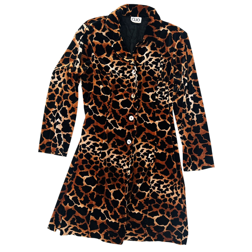 90s Velvet Animal Print Duster (S/M)