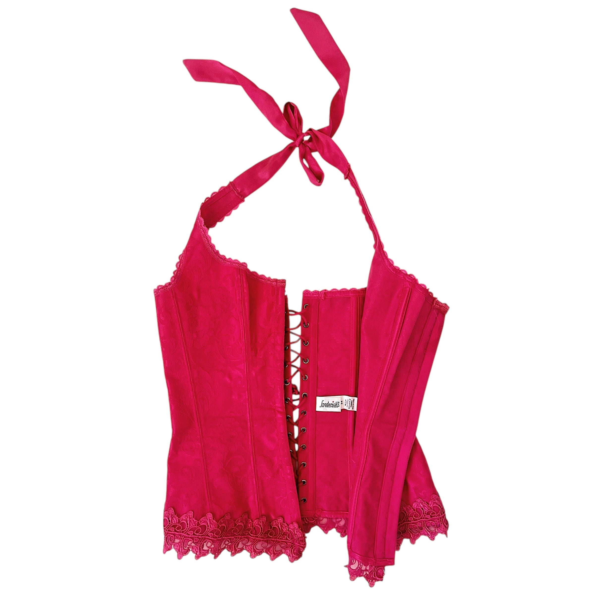 Frederick's Hot Pink Halter Corset (M)