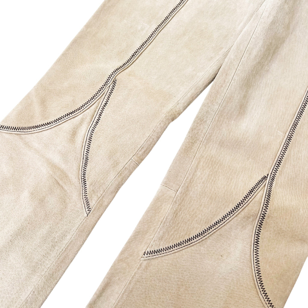 Vintage Stitched Khaki Suede Pants (S)