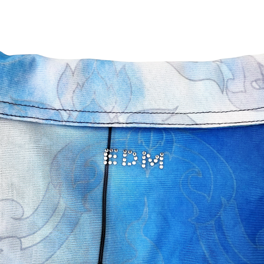 French Vintage Mesh Cityscape Blouse (M)