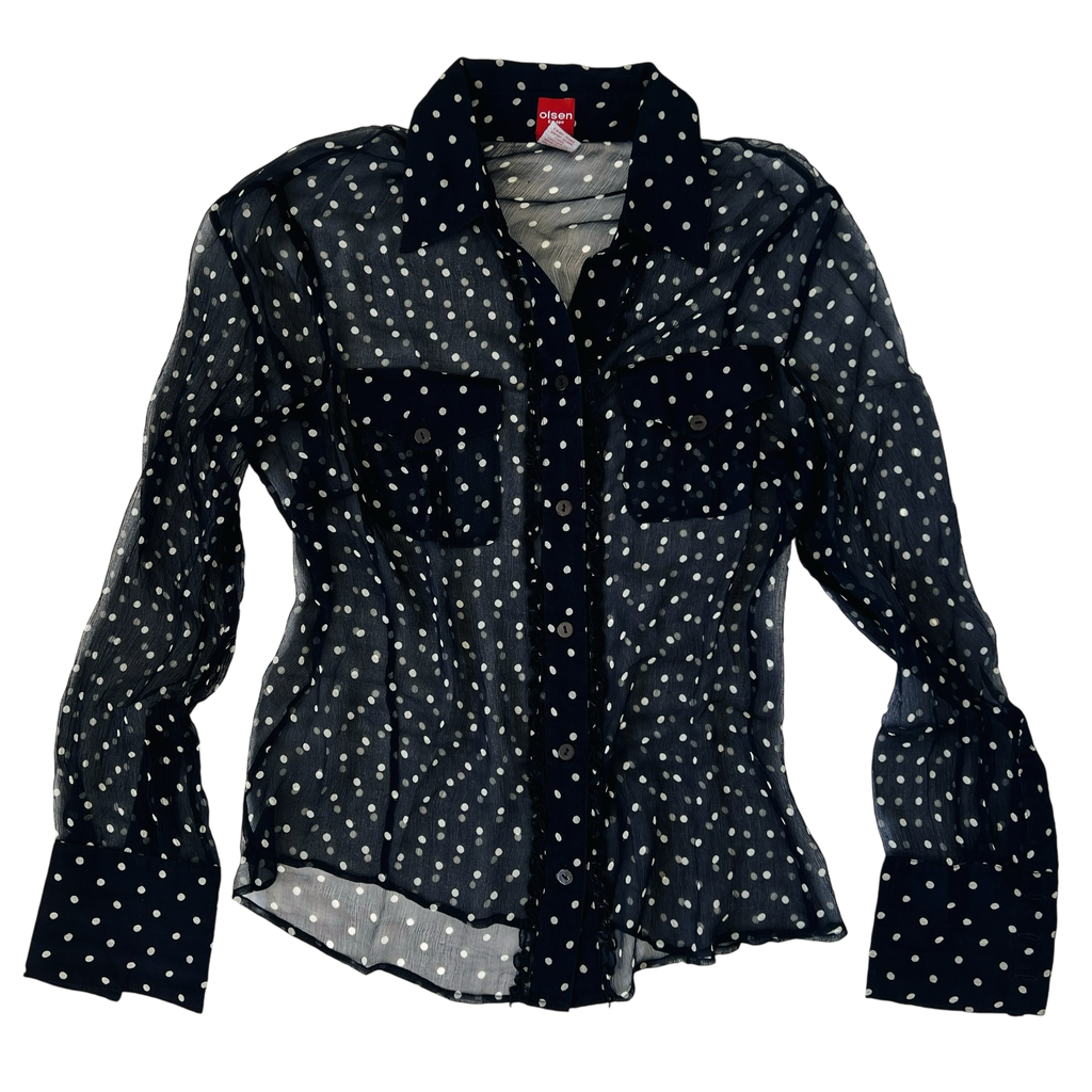Sheer Silk Polkadot Blouse (S)