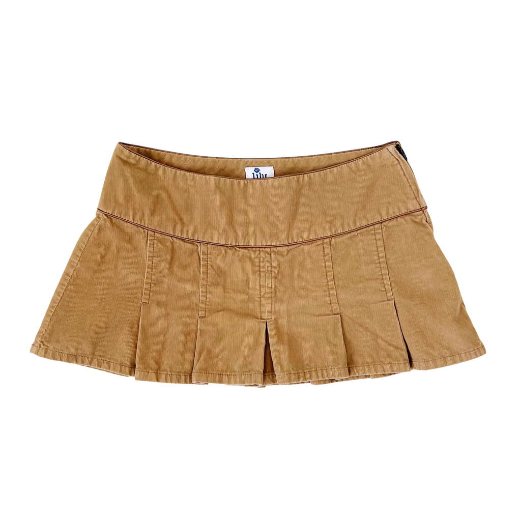 Tan Corduroy Micro Mini Skirt (XS)