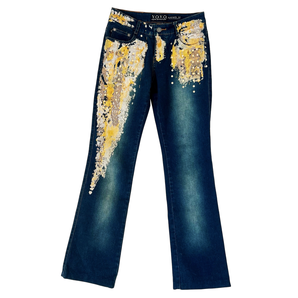 Early 2000s Gold Embellished Jeans (XS/S)