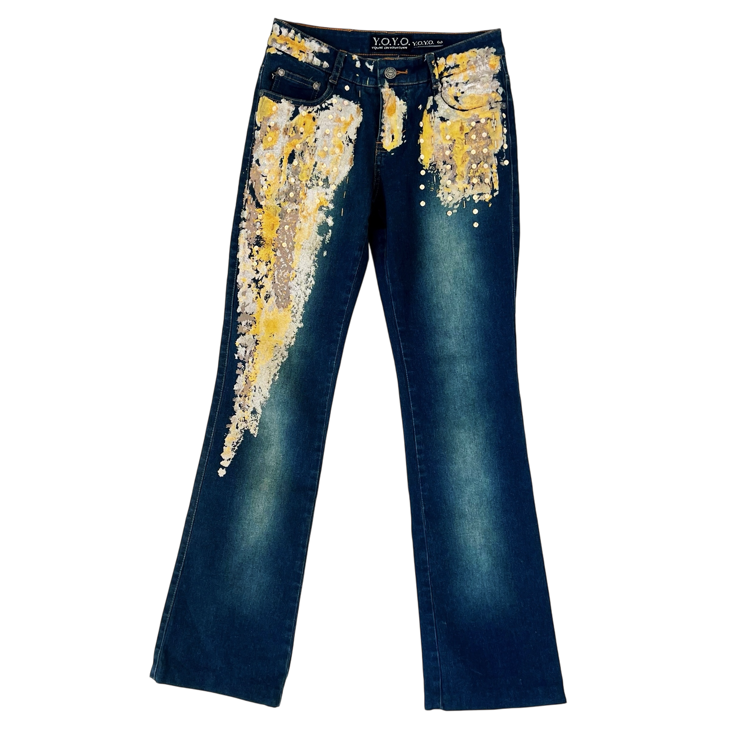 Early 2000s Gold Embellished Jeans (XS/S)