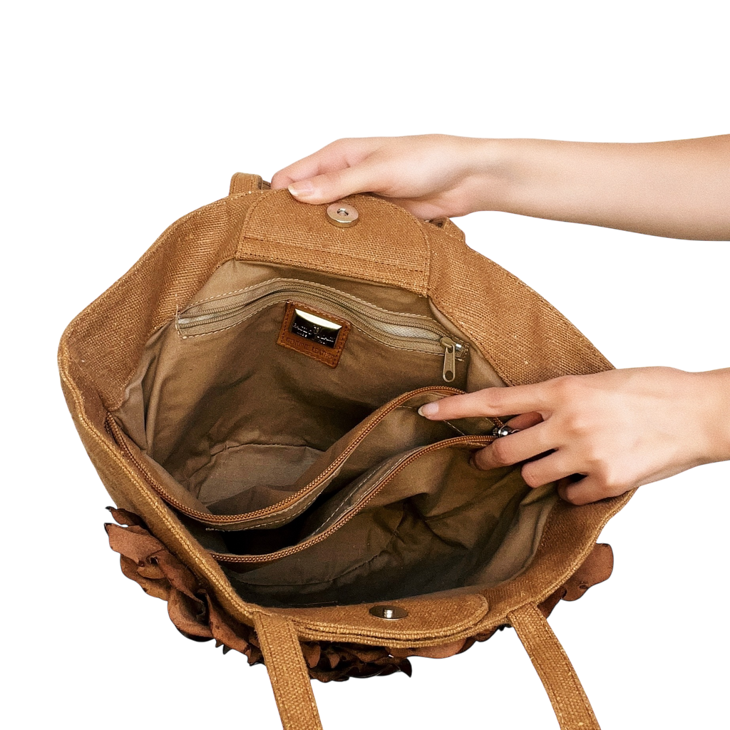 Italian Leather Floral Mini Tote