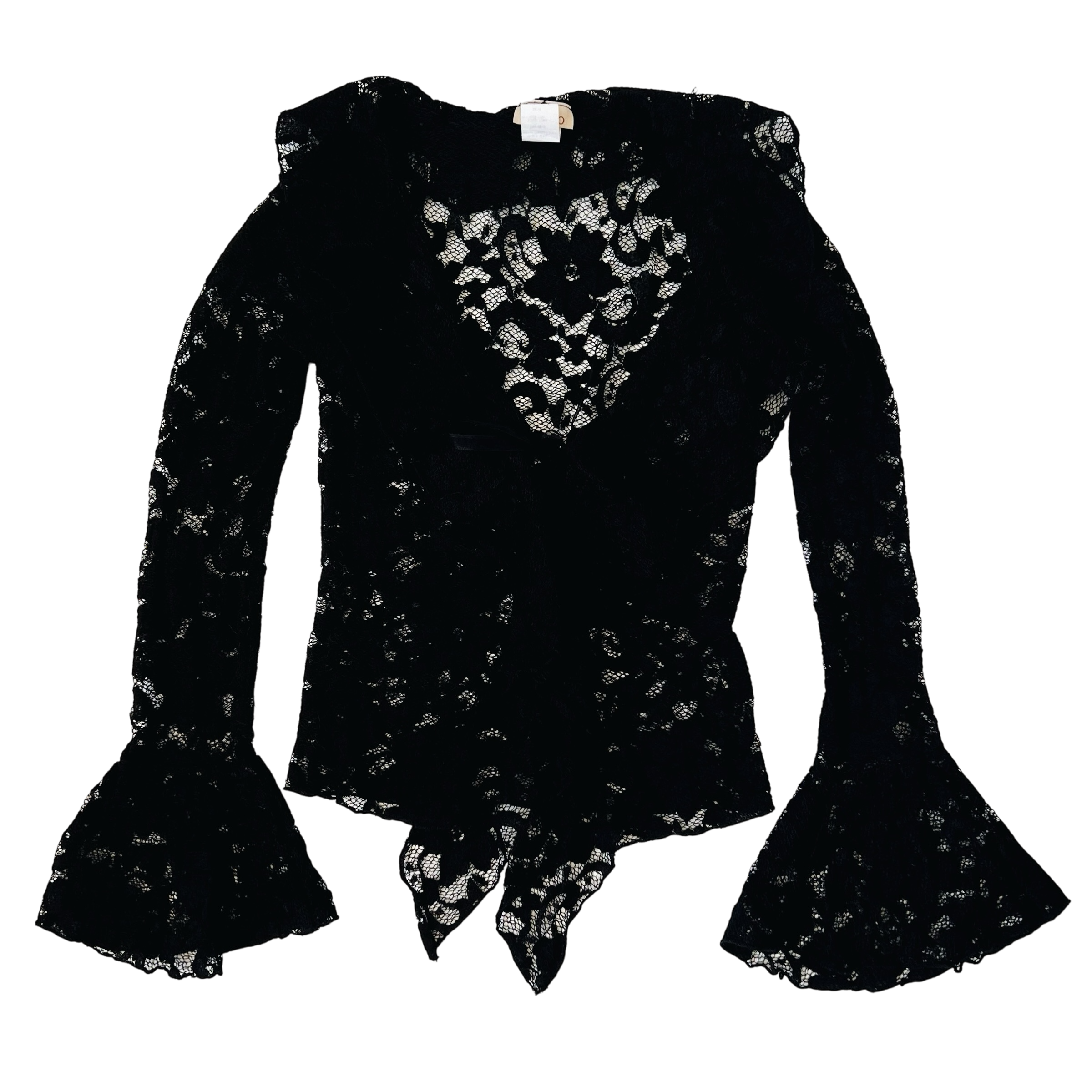 90s Black Lace Up Blouse (S)