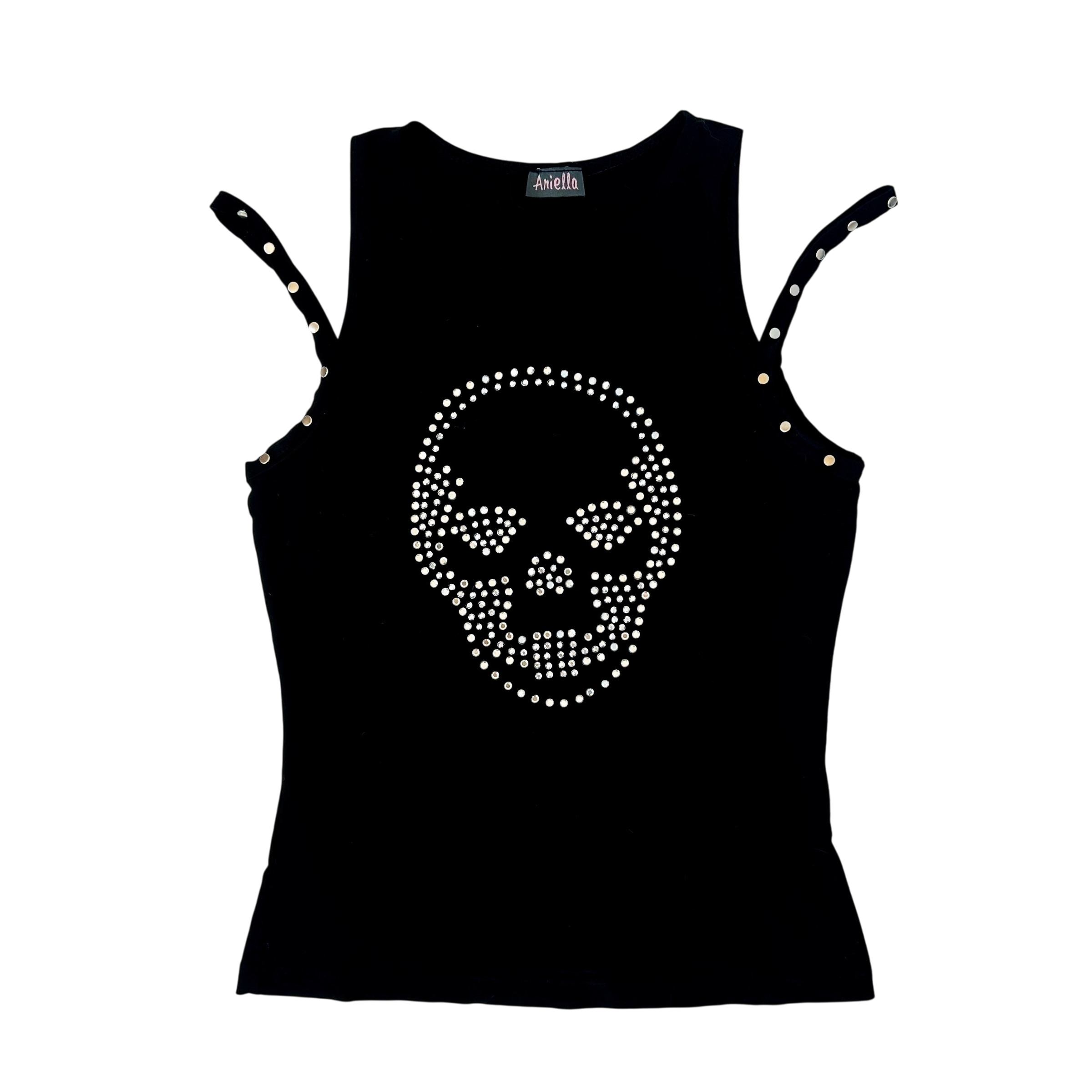 Vintage Rhinestone Skull Top (XS/S)