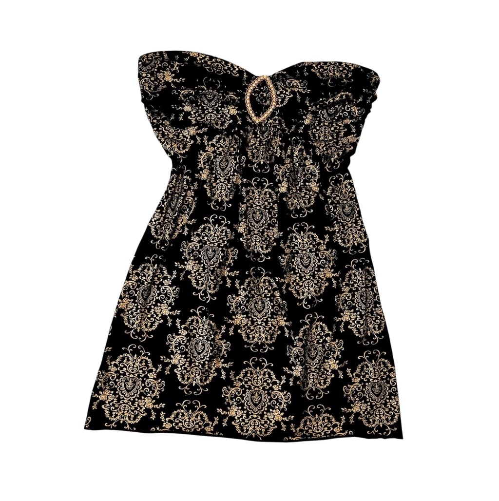 Black & Gold Strapless Mini Dress (S/M)