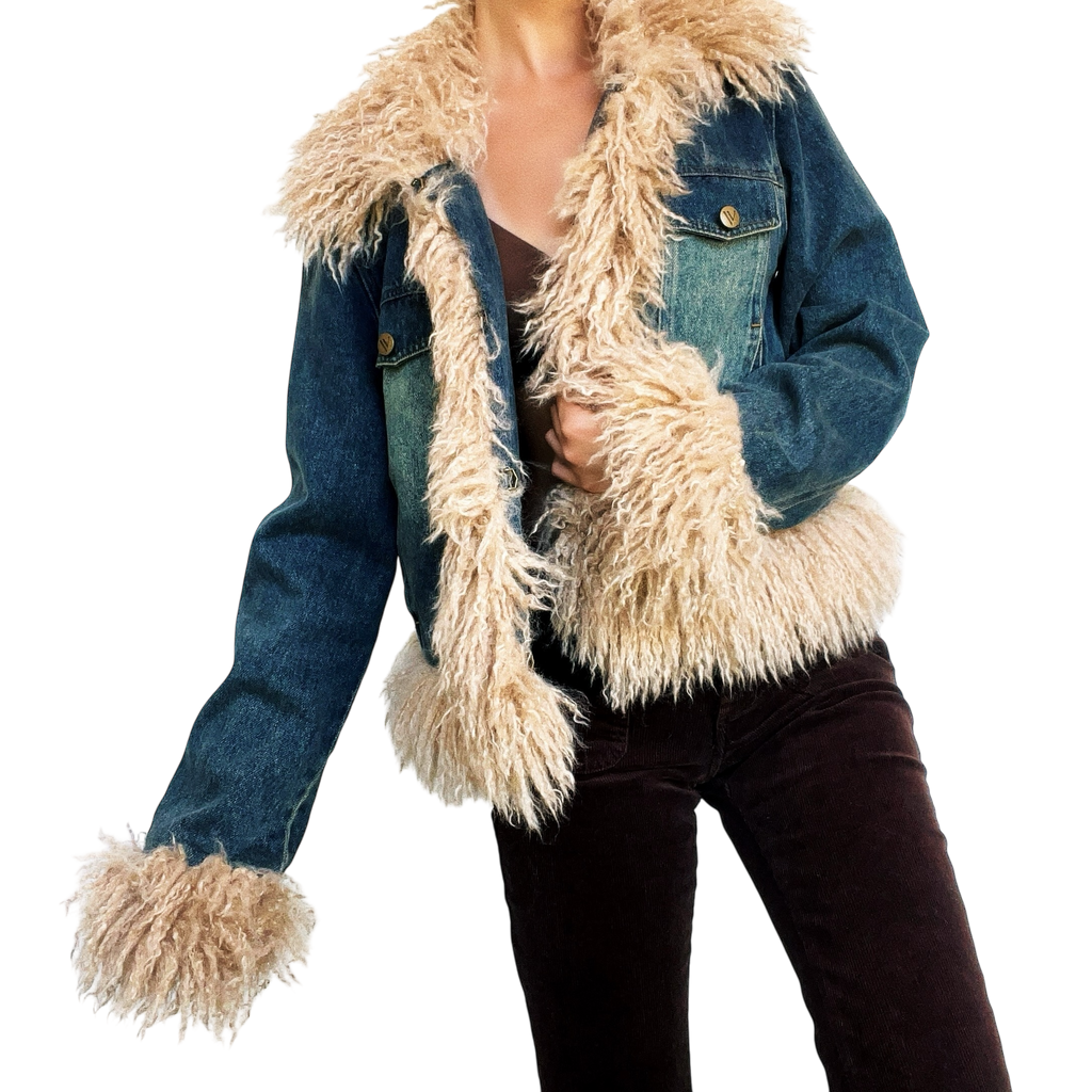 Faux Mongolian Fur Jacket (M)