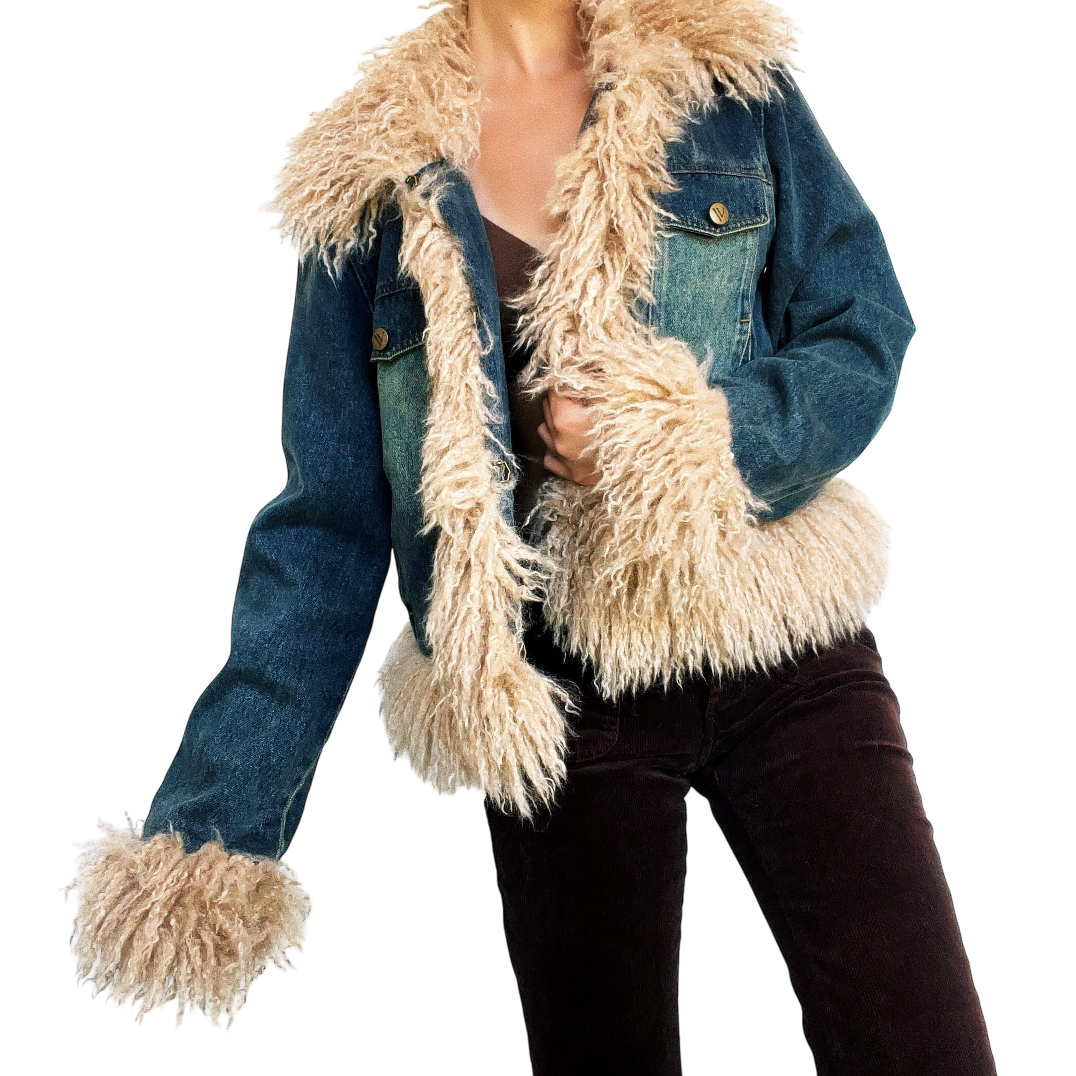 Faux Mongolian Fur Jacket (M)