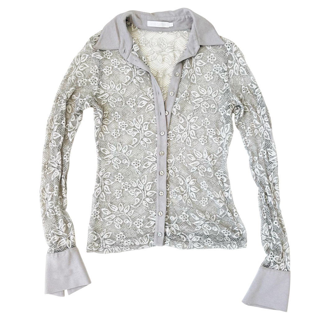 Anne Fontaine Lacy Gray Blouse (M)