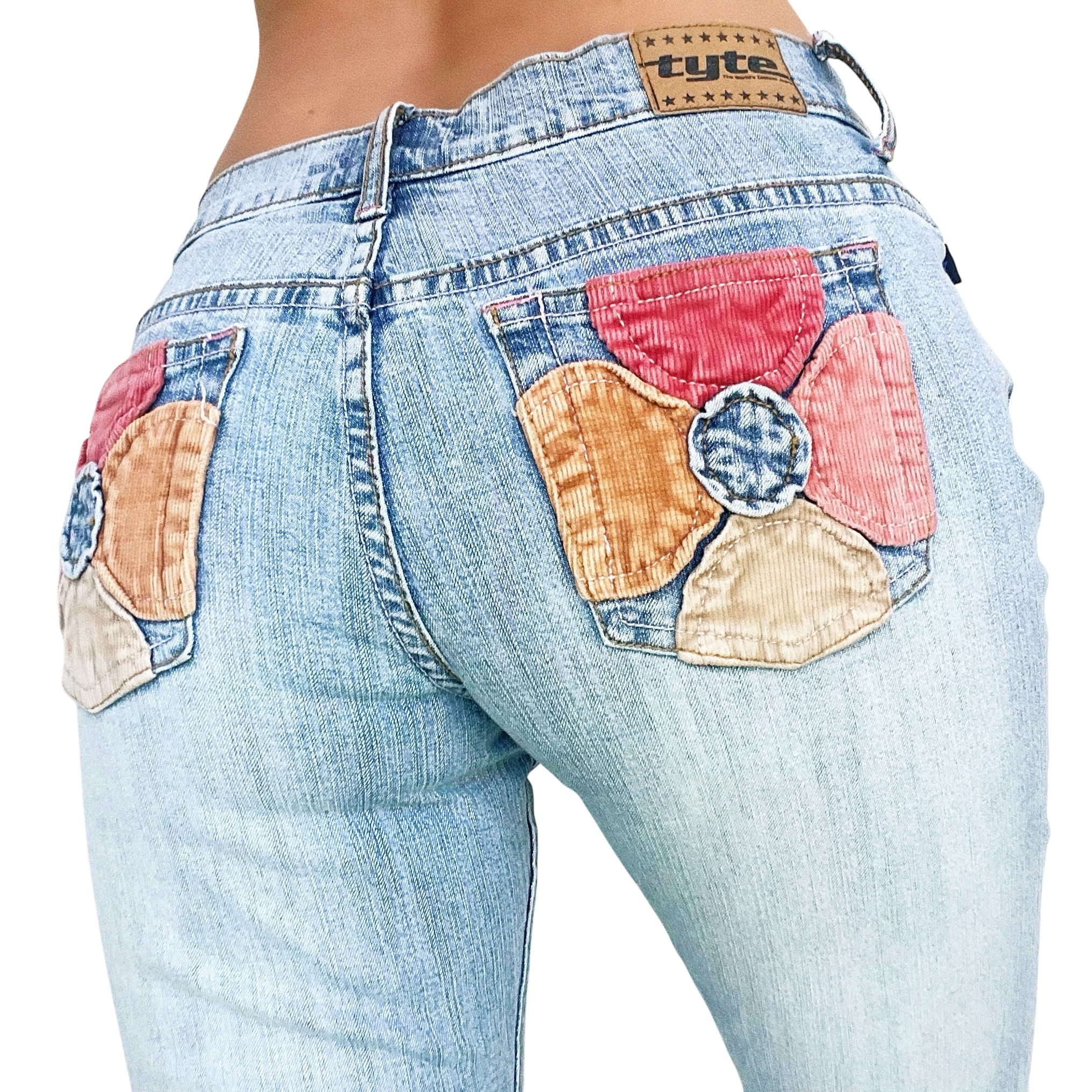 Early 2000s Flower Pocket Jeans (S)