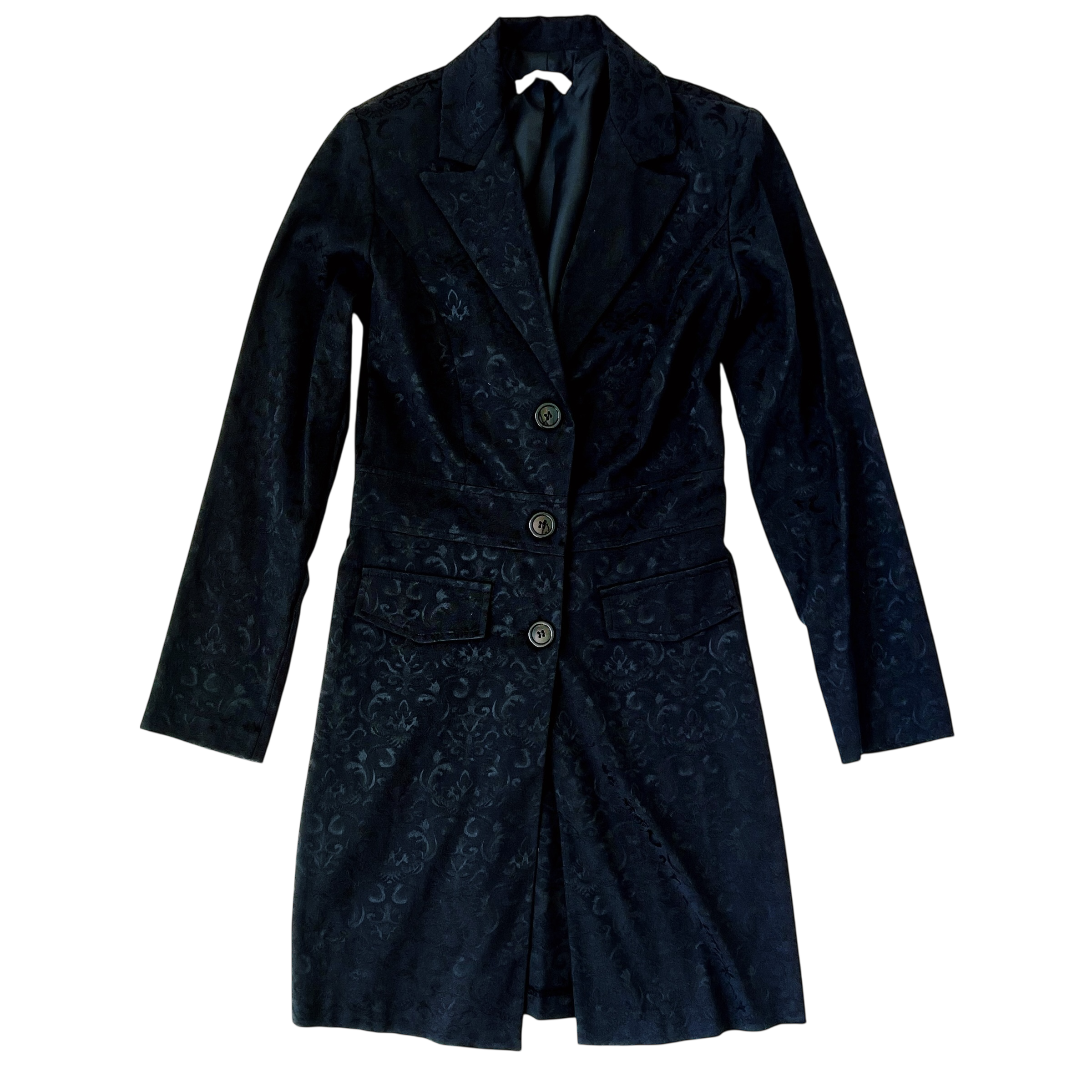 Long Black Brocade Blazer (S)