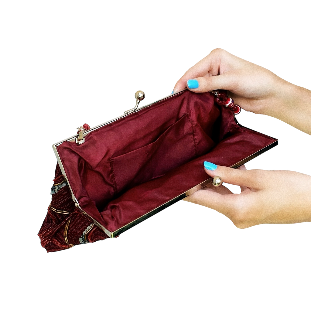 Burgundy Beaded Purse