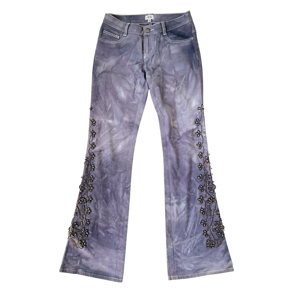 Caché Heavily Beaded Flare Jeans (S)