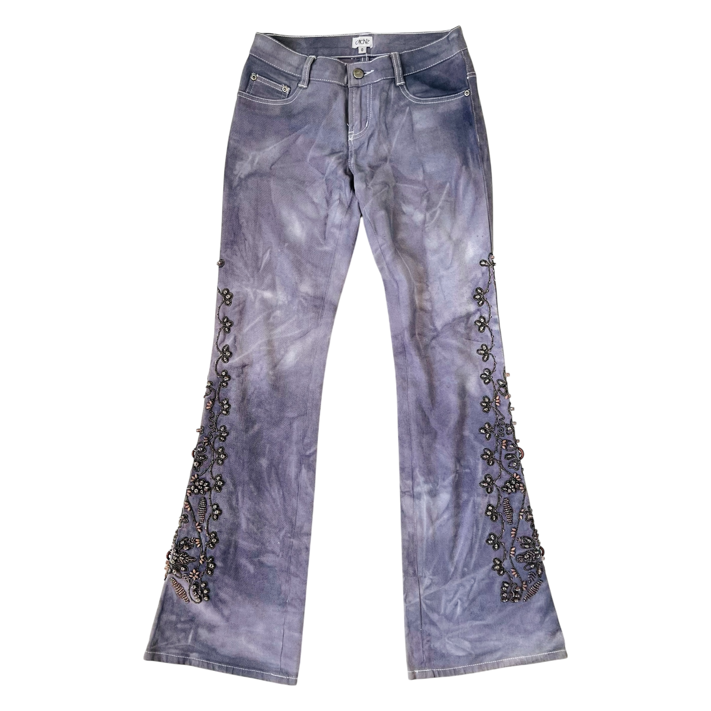 Caché Heavily Beaded Flare Jeans (S)