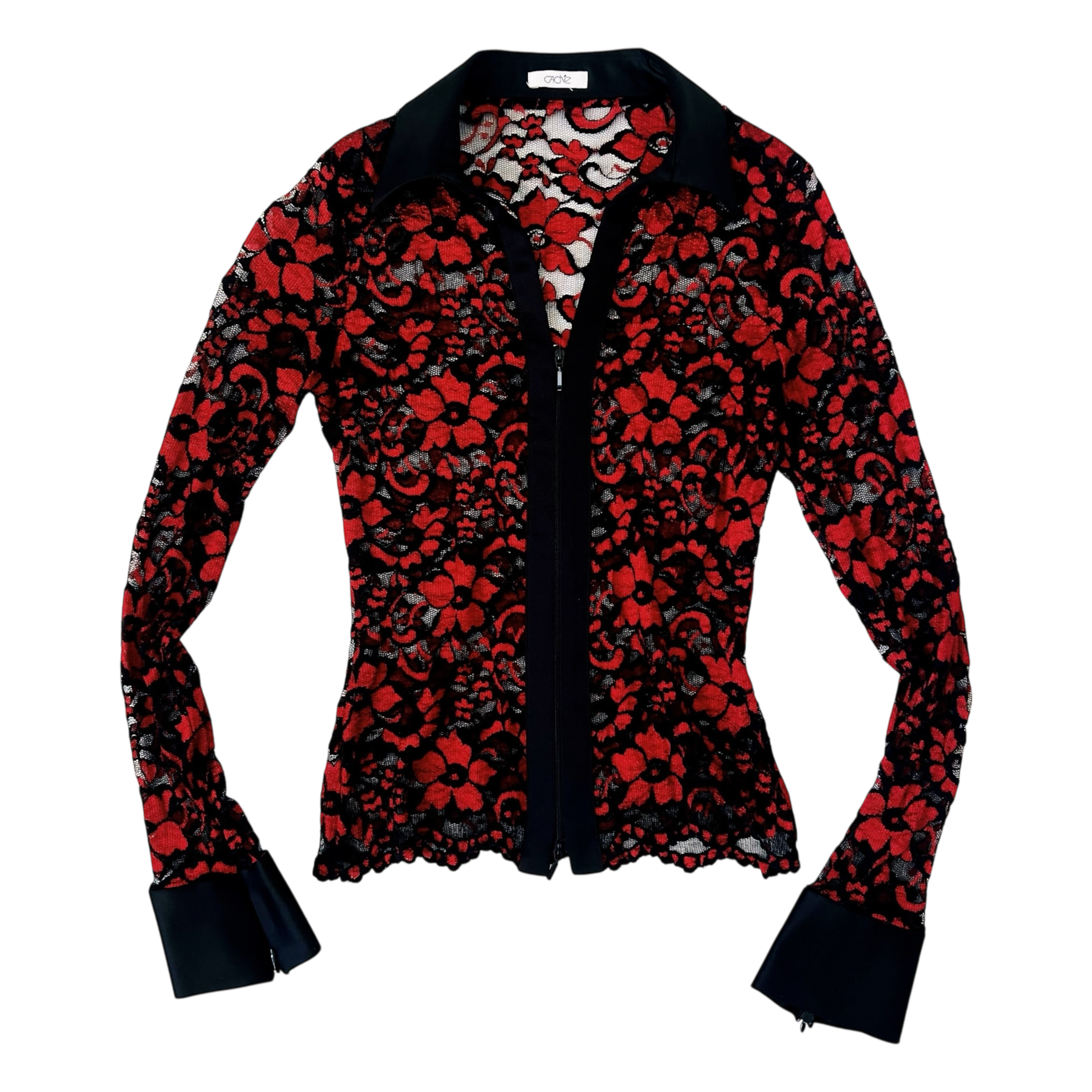 Caché Lacy Double Zip Blouse (S/M)