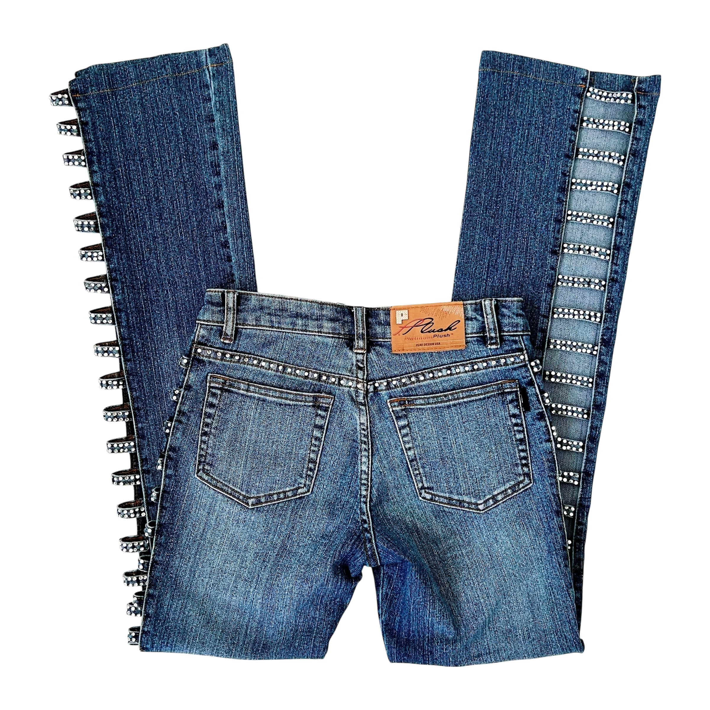 Early 2000s Rhinestone Cutout Jeans (XS)