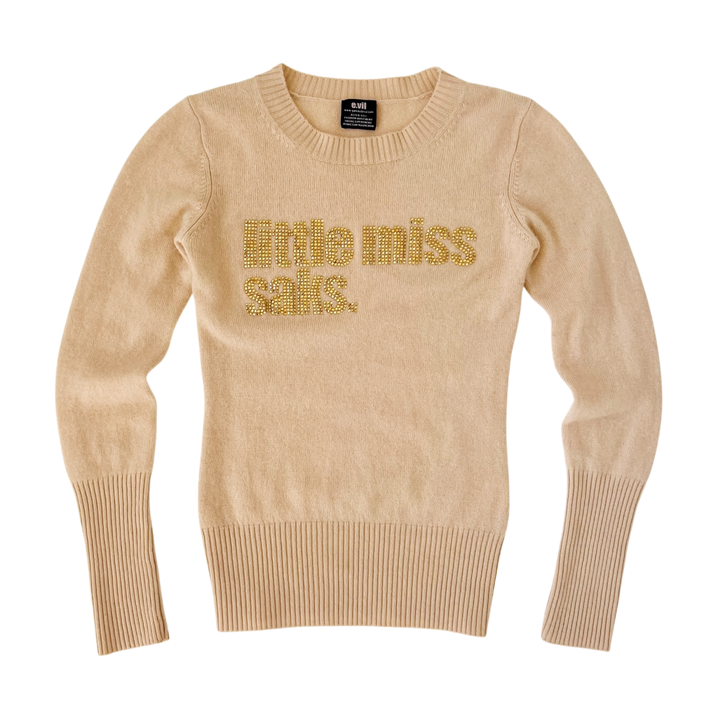 Beige Cashmere Rhinestone Sweater (XS)
