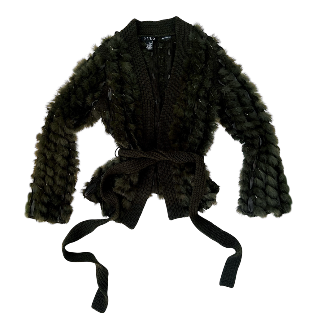 Furry Moss Green Knit Cardigan (S-L)